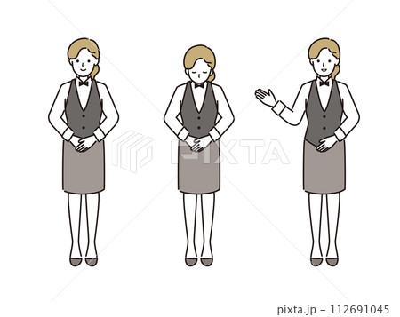 女性ホールスタッフのベクターイラストセット 112691045