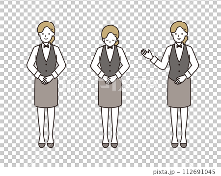 女性ホールスタッフのベクターイラストセット 112691045