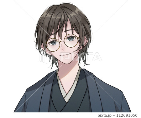 和服　青年　眼鏡　微笑み 112691050