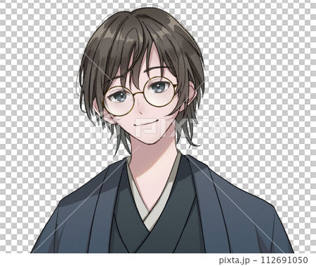 和服　青年　眼鏡　微笑み 112691050