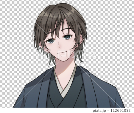 Young man in Japanese clothes, smiling 112691052