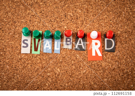 SVALBARD. Letters pinned to a cork notice board SVALBARD. Letters pinned to a cork notice board 112691158