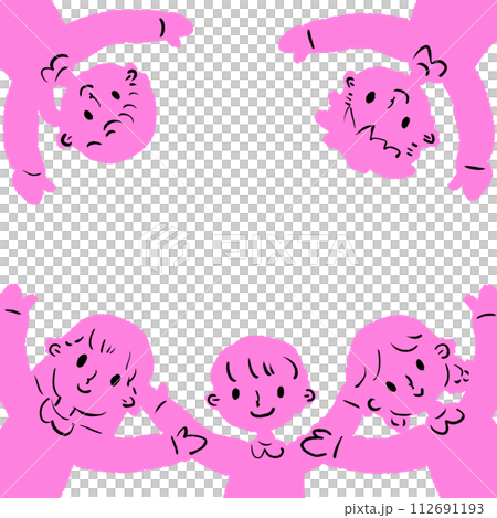手を広げて輪になる子供たちのイラスト 112691193