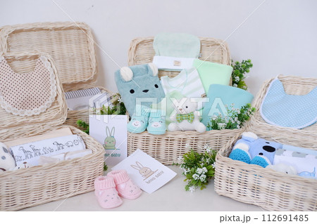 cute baby hampers as a background cute baby hampers as a background 112691485