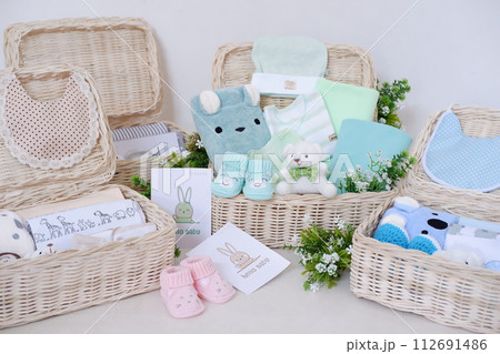 cute baby hampers as a background cute baby hampers as a background 112691486