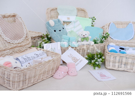 cute baby hampers as a background cute baby hampers as a background 112691566
