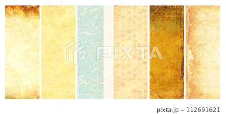 Set of vertical or horizontal retro banners with old paper texture. Collection of vintage backgrounds with grunge paper material. Copy space for text 112691621