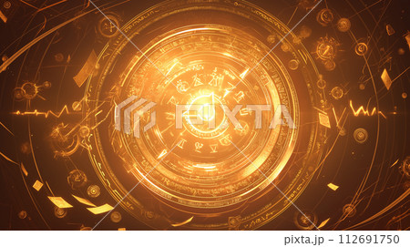 光の線で描かれた魔法陣 光の線で描かれた魔法陣 112691750