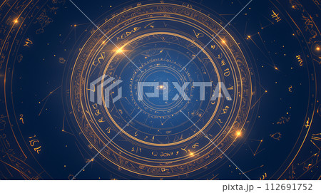 光の線で描かれた魔法陣 光の線で描かれた魔法陣 112691752