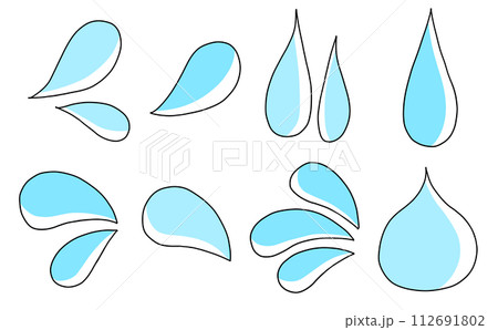 ゆるめシンプル雨・雫・涙マークセット　ベタ塗り 112691802
