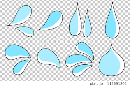 ゆるめシンプル雨・雫・涙マークセット　ベタ塗り 112691802