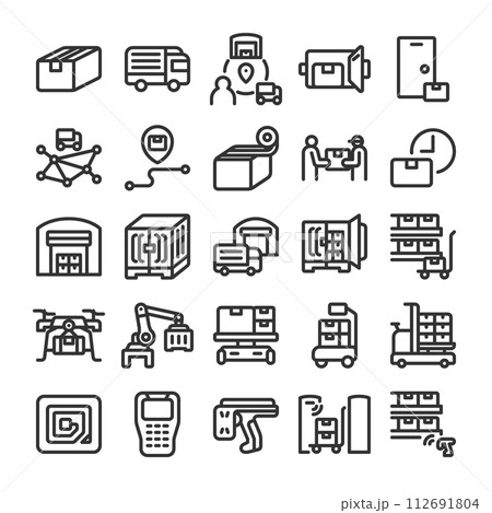 物流技術 サプライチェーン アイコン セット 物流技術 サプライチェーン アイコン セット 112691804