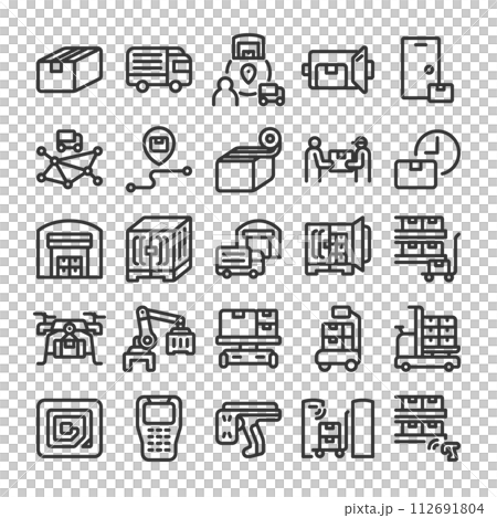 物流技術 サプライチェーン アイコン セット 物流技術 サプライチェーン アイコン セット 112691804