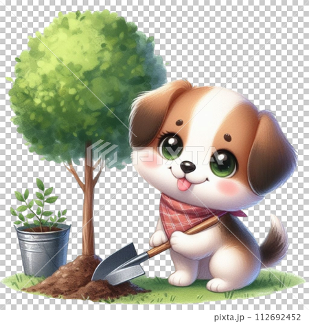 dog planting trees clipart watercolor dog planting trees clipart watercolor 112692452