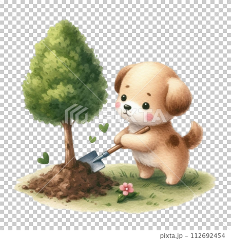 dog planting trees clipart watercolor dog planting trees clipart watercolor 112692454