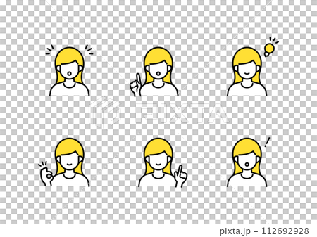 Simple line drawing people icon set 112692928