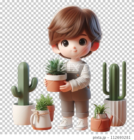 child holding tree 3d render illustration 112693281