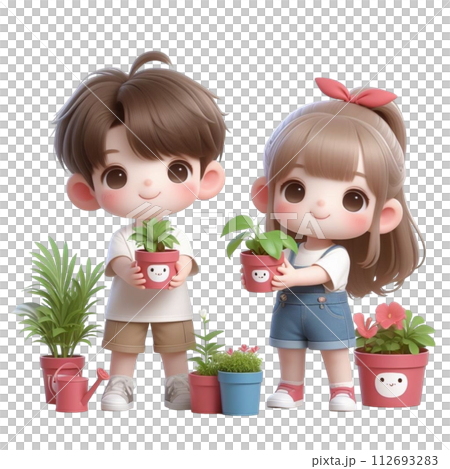 child holding tree 3d render illustration 112693283