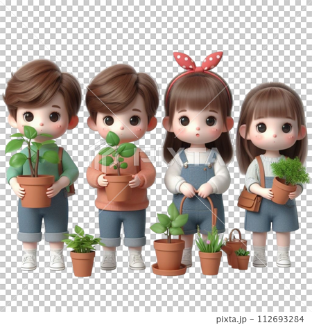 child holding tree 3d render illustration 112693284
