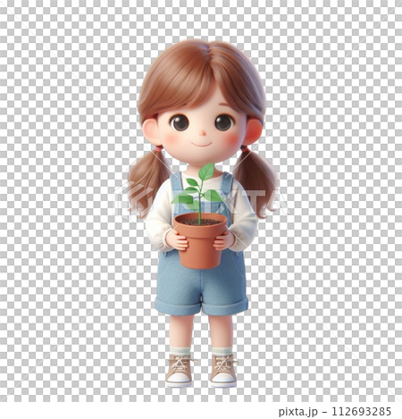 child holding tree 3d render illustration 112693285