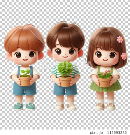 child holding tree 3d render illustration 112693286