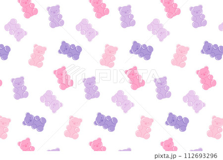 カラフルなくまの形のグミ（グミベア）のシームレスパターン 112693296