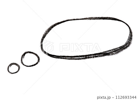 Monochrome drawing of a thought bubble on white background. 112693344