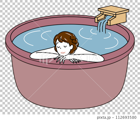 源泉掛け流し温泉の露天風呂で気持ちよさそうに入浴をしている裸の可愛い女性 シンプル イラスト 源泉掛け流し温泉の露天風呂で気持ちよさそうに入浴をしている裸の可愛い女性 シンプル イラスト 112693580