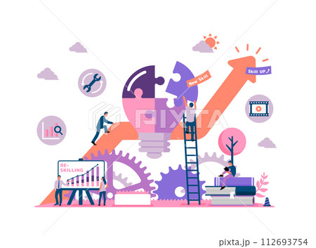 リスキリング・スキルアップ ベクターイラスト 112693754