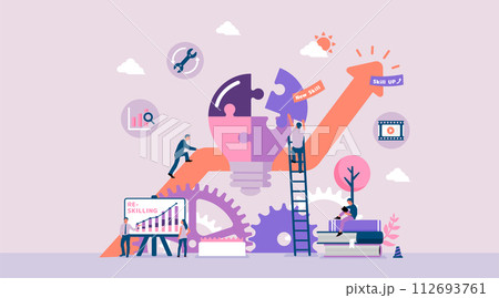 リスキリング・スキルアップ ベクターバナーイラスト 112693761
