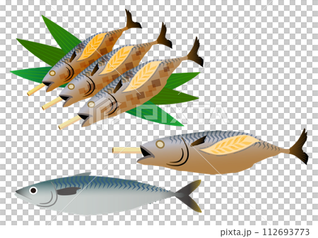 福井県小浜市 若狭の浜焼き鯖イラストセット 112693773