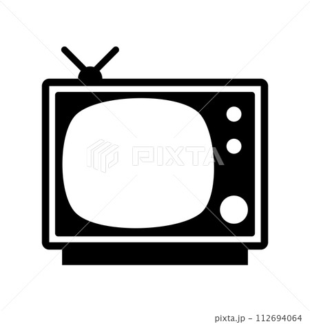 black vector TV icon on white background black vector TV icon on white background 112694064