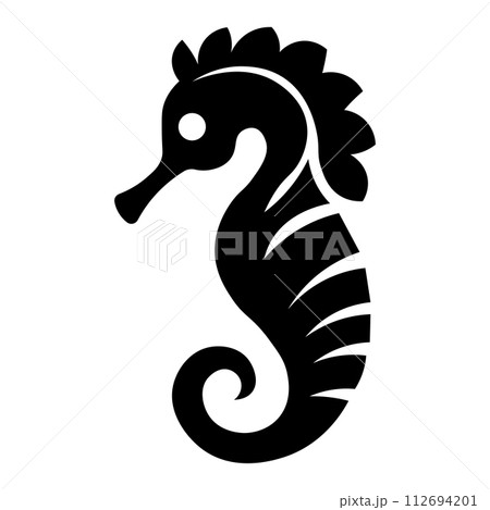 black vector seahorse icon on white background black vector seahorse icon on white background 112694201