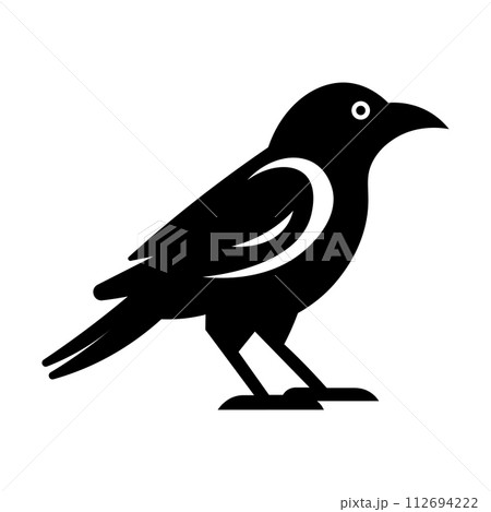 black vector raven icon on white background black vector raven icon on white background 112694222