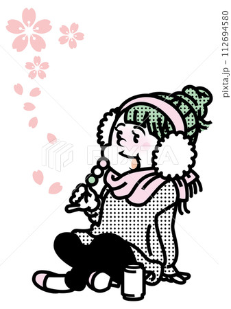 おしゃれな女性_お花見 112694580