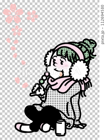 おしゃれな女性_お花見 112694580