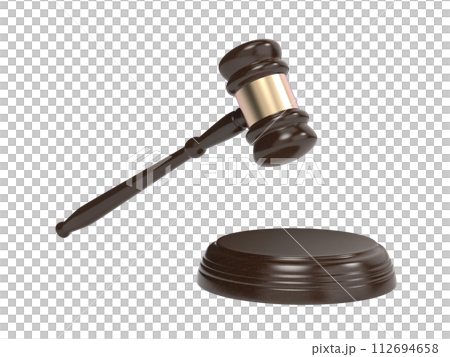 Wooden gavel and round sound block Wooden gavel and round sound block 112694658