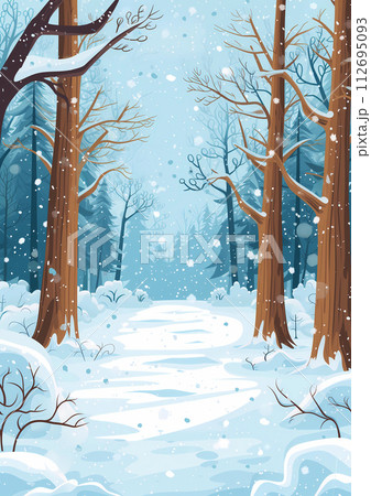 Winter Forest with Snow-Covered Trees Illustration Winter Forest with Snow-Covered Trees Illustration 112695093