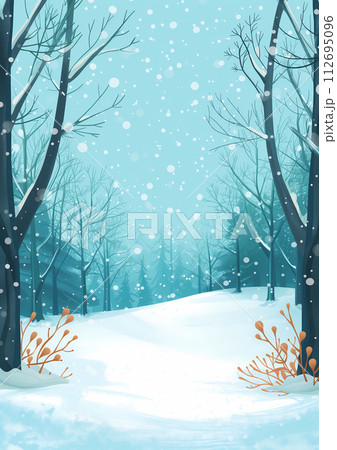 Winter Forest with Snow-Covered Trees Illustration Winter Forest with Snow-Covered Trees Illustration 112695096