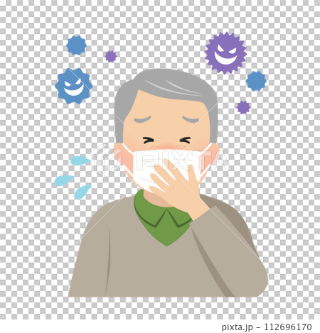 Vector illustration of a senior man with a cold Vector illustration of a senior man with a cold 112696170