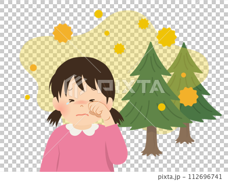 花粉症の症状が辛いイメージ女の子_ベクターイラスト 112696741
