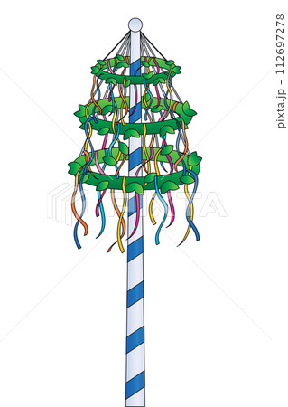 maypole with colorful ribbons isolated vector illustration 112697278