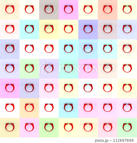 Multicoloured paperclips on white background. Paper clips pattern. 112697699