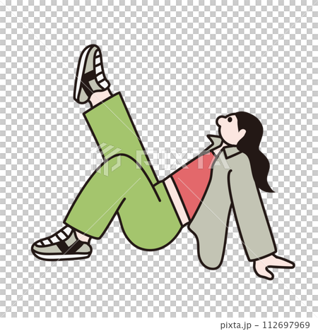 片足を上げる女性の線画ベクター 112697969
