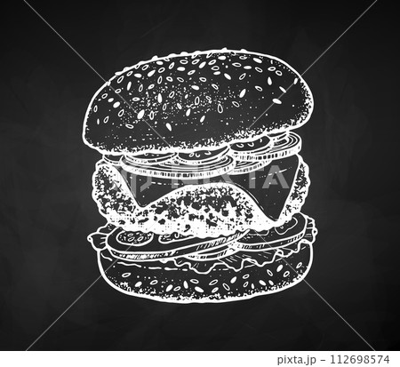 Chalk drawing of burger Chalk drawing of burger 112698574