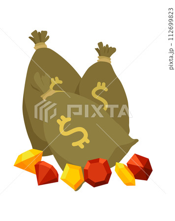 Businessman success symbol. Valuable treasures. Ambitious and challenging to succeed in business. Vector cartoon illustration 112699823