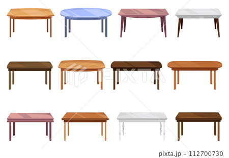 Tables furniture of wood, interior wooden...のイラスト素材 [112700730] - PIXTA