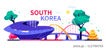 Sights of South Korea - modern colored vector illustration Sights of South Korea - modern colored vector illustration 112700783