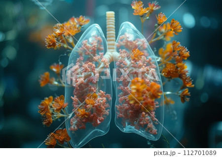 A mock-up of human Lungs. Surreal view of human respiratory organs 112701089