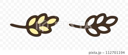 Wheat ears or spikelets with grains, whole grains and cereals grain, graphic design. Agriculture and farming, plant, cereals harvest, food and bakery, vector design and illustration 112701194